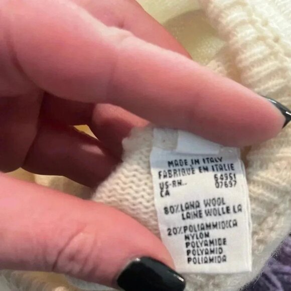 Italian Benetton cream ivory XL wool sweater vintage - Picture 3 of 3